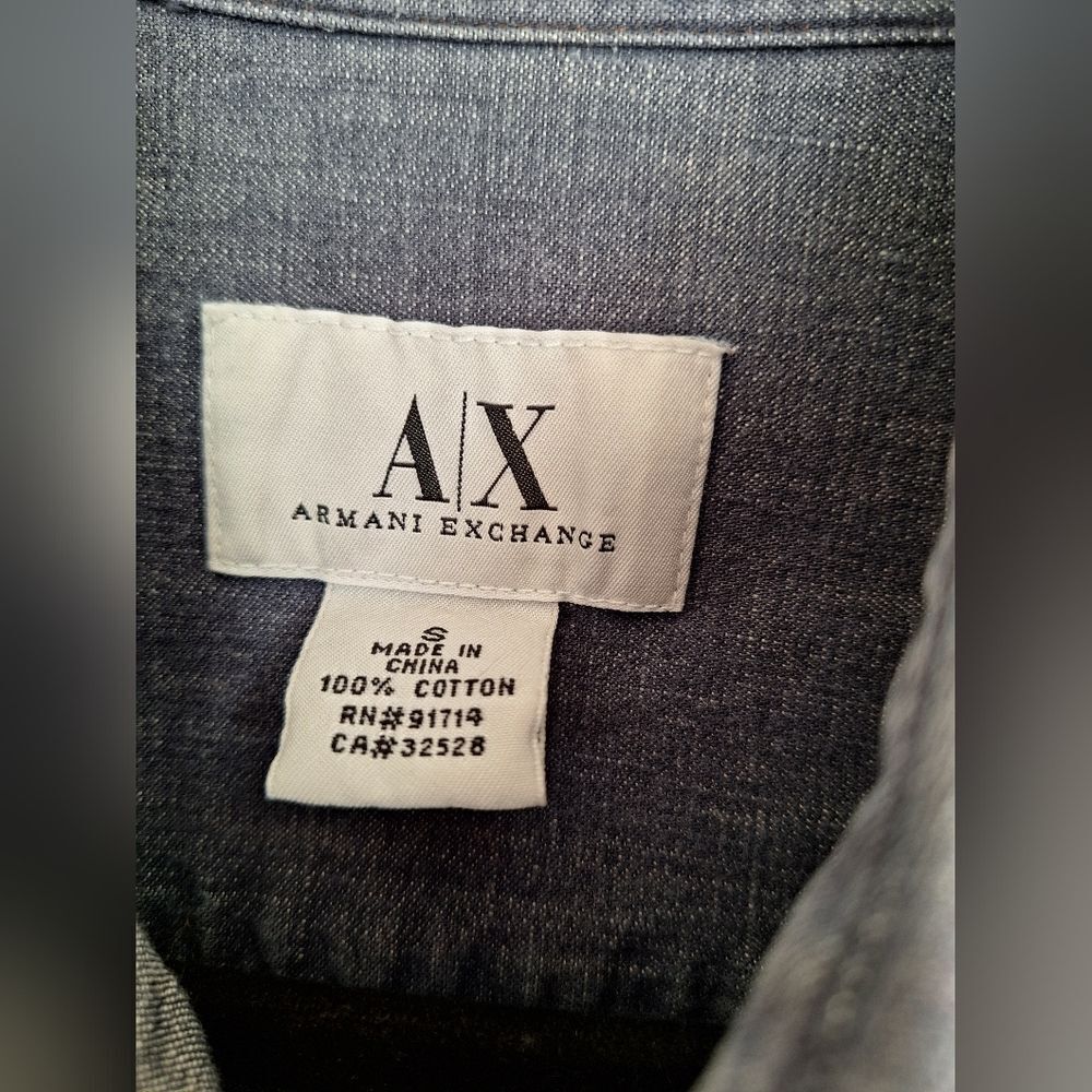 Armani Exchange Navy Denim Long Sleeve Casual‎ Shirt Size Small - Picture 2 of 6